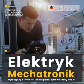 Elektryk/Mechatronik z angielskim i prawem jazdy